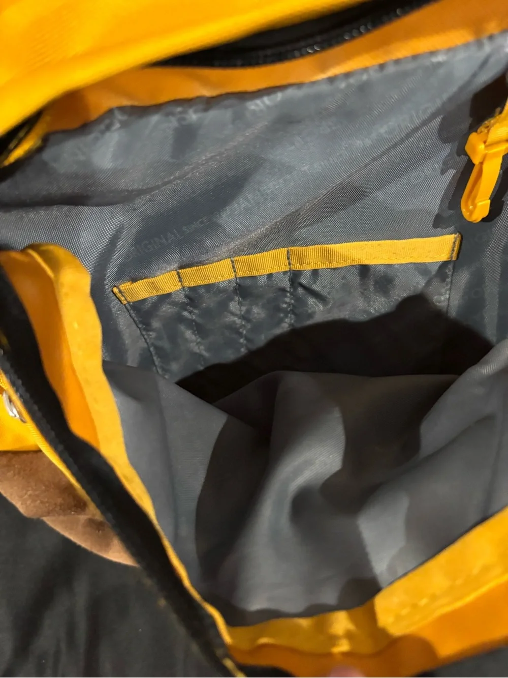 Jansport Yellow Backpack with Brown Suede Base